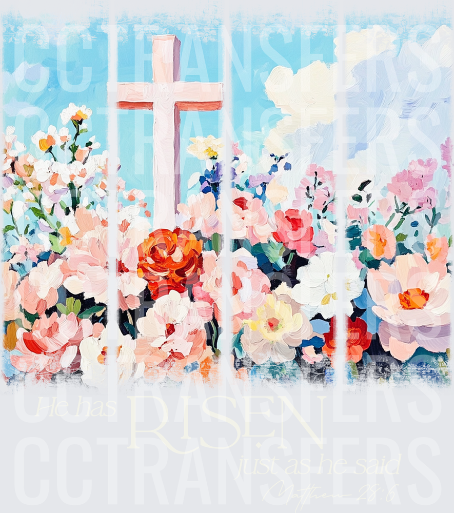 He Has Risen Just As He Said Cross Floral Easter (DTF)