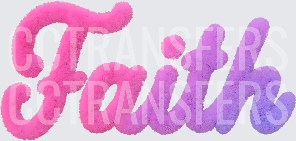 Fluffy Cursive Faith Pink Purple Gradient Script (DTF)