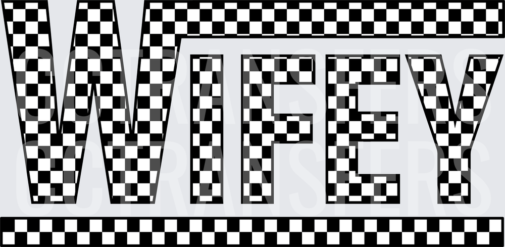 Wifey Black White Checkered Bold Text (DTF)