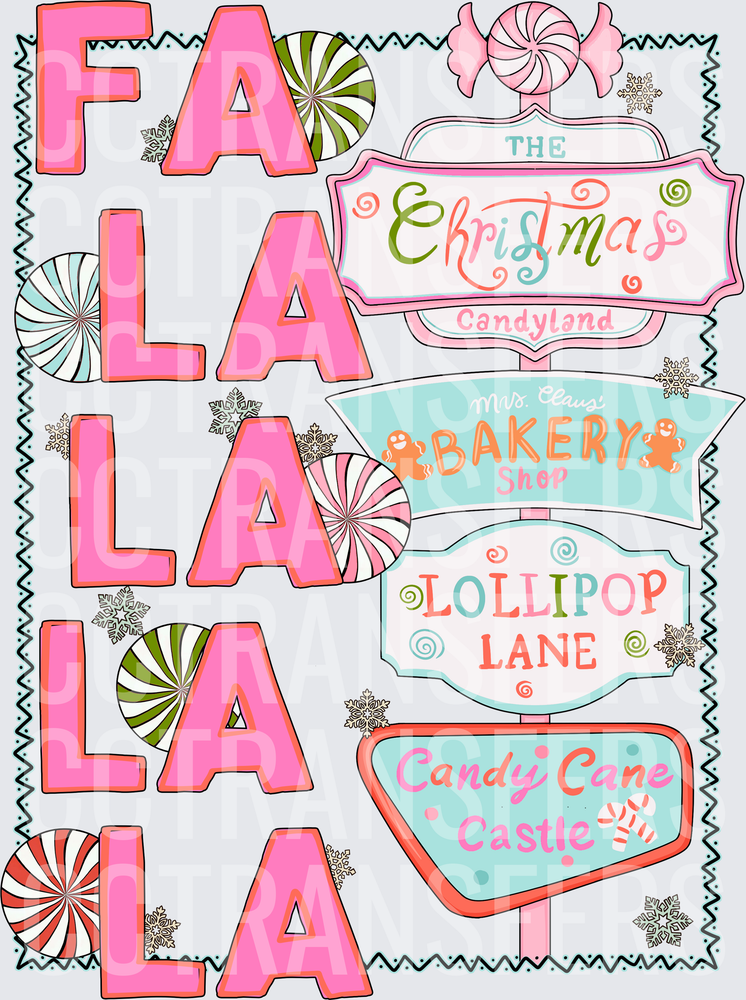 Fa La La La La Christmas Candyland Holiday Sign (DTF)
