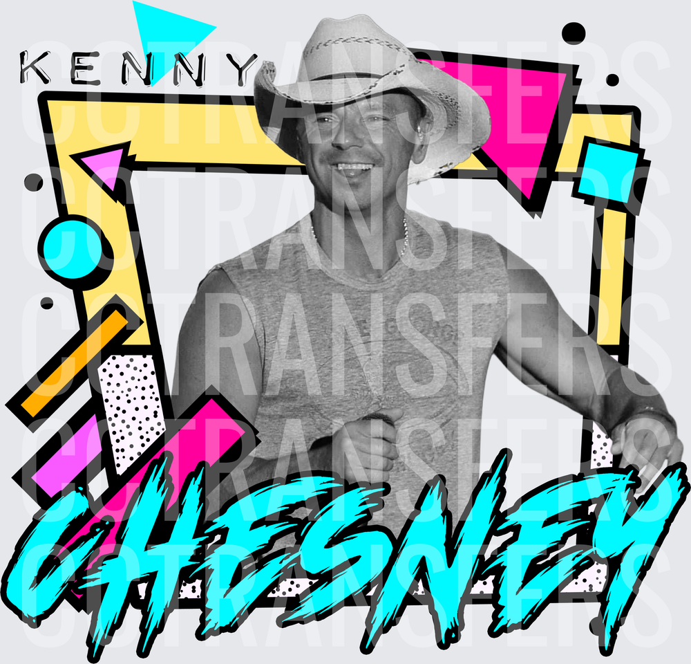 Kenny Chesney Retro 90s Geometric Graphic (DTF)