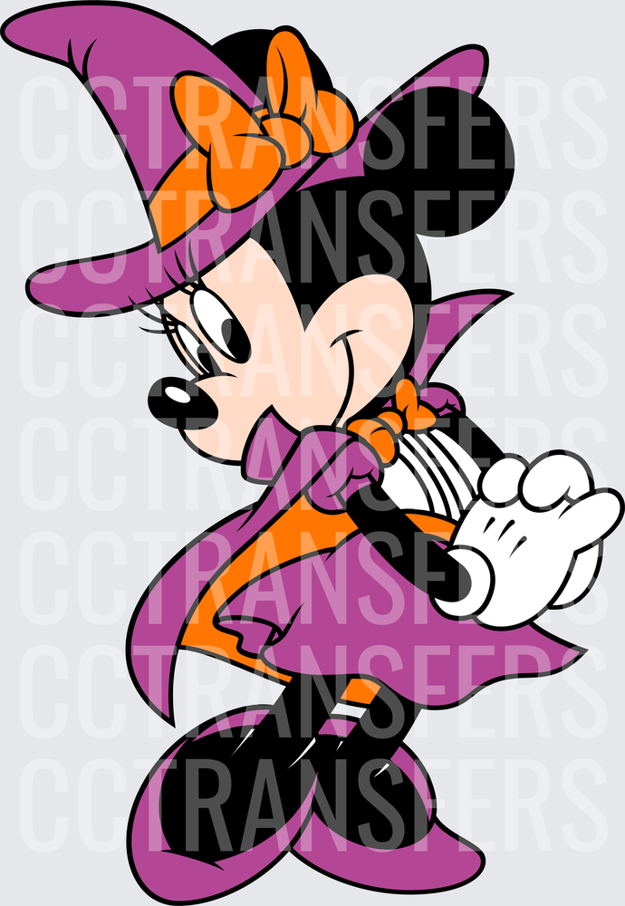 Cartoon Mouse Halloween Witch Purple Cape Broom (DTF)