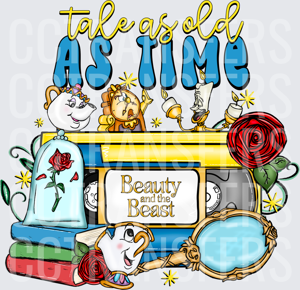 Tale As Old As Time Enchanted VHS Characters (DTF)