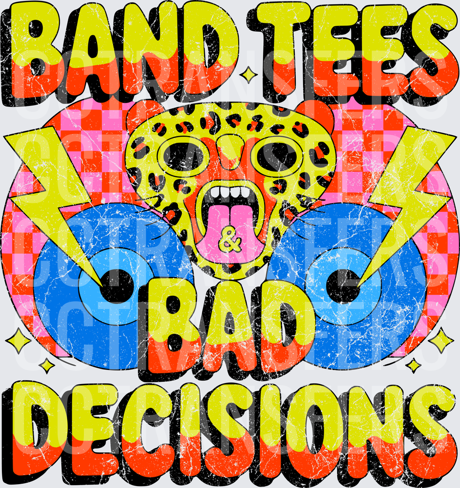 Band Tees & Bad Decisions Retro Leopard Skull (DTF)