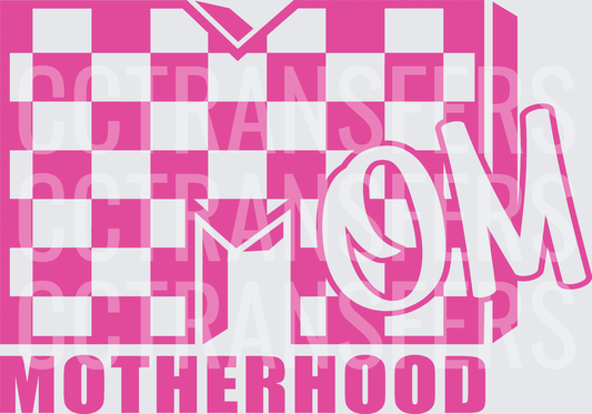 Pink Checkered MOM Motherhood Logo Parody (DTF)