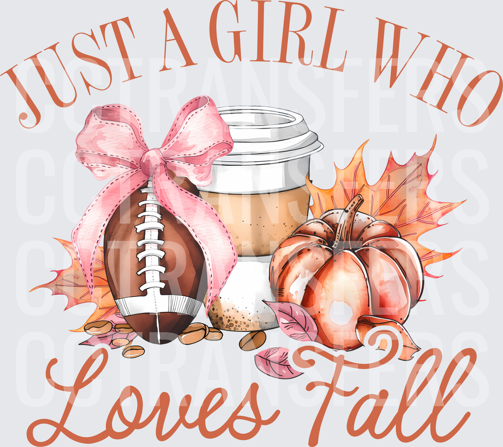Just A Girl Who Loves Fall Football Coffee Pumpkin (DTF)