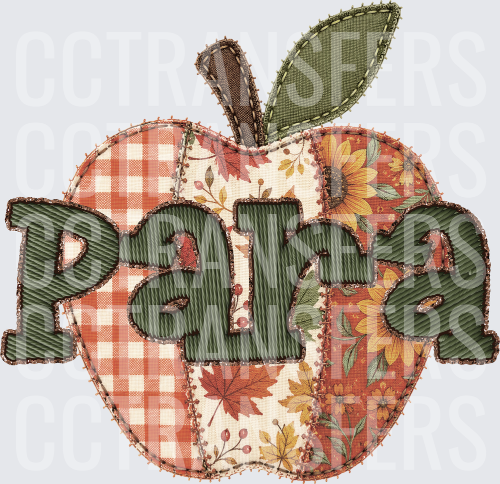 Papa Fall Patchwork Apple Applique (DTF)