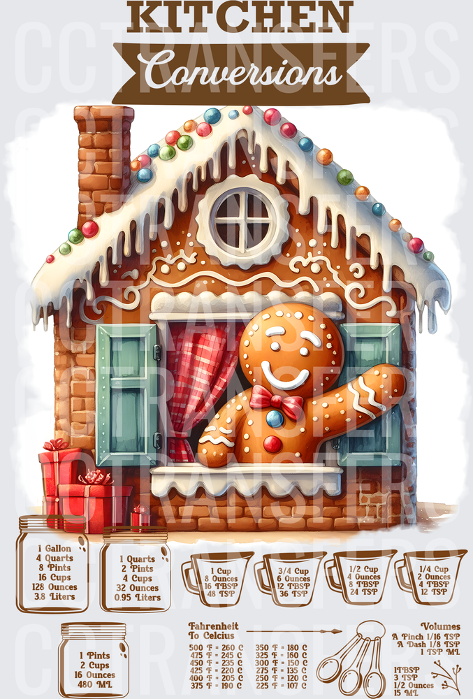 Kitchen Conversions Gingerbread House Holiday Chart (DTF)