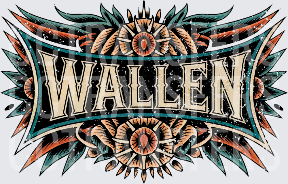 Wallen Vintage Western Floral Badge Design (DTF)
