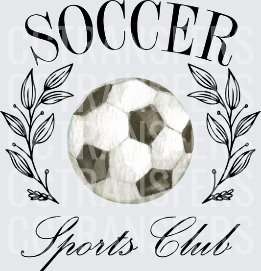 Soccer Sports Club Watercolor Ball Laurel Wreath (DTF)