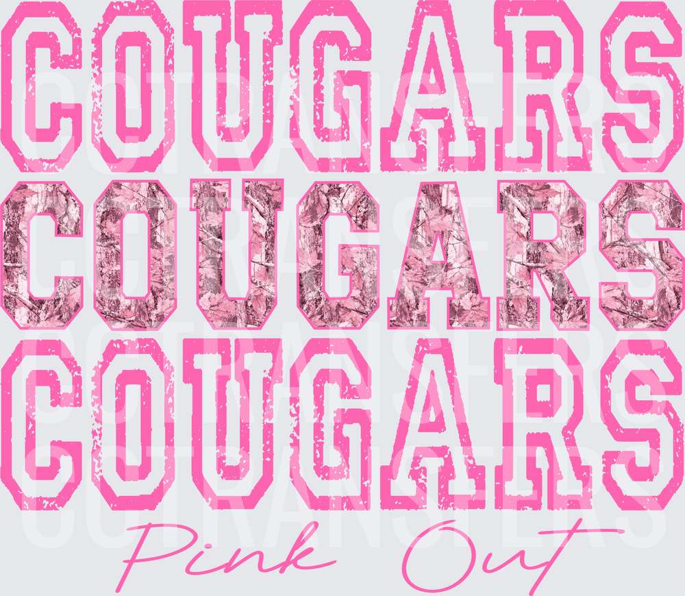 Cougars Triple Stack Pink Camo Pink Out (DTF)