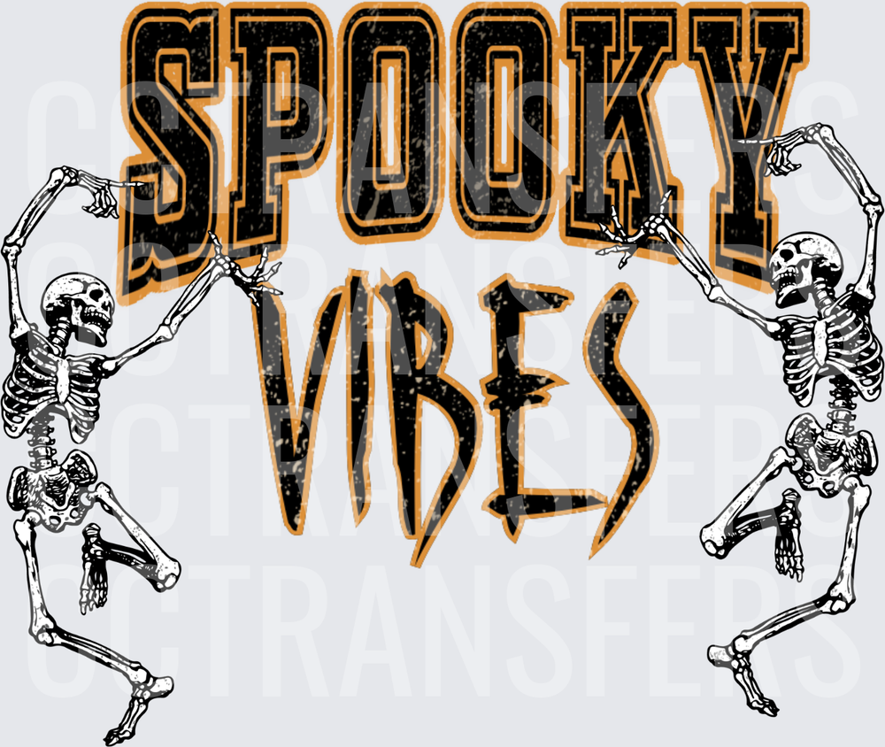 Spooky Vibes Dancing Skeletons Halloween (DTF)