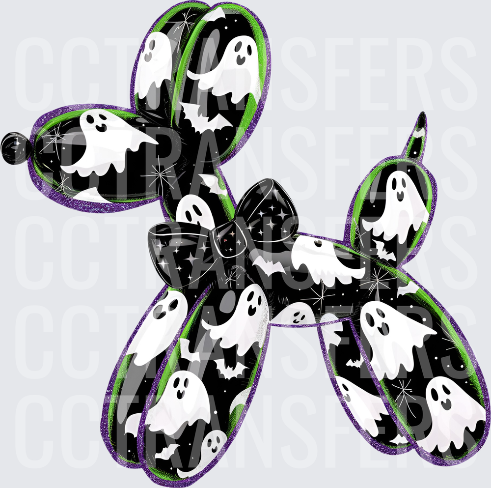 Halloween Ghost Balloon Animal Dog with Bow (DTF)