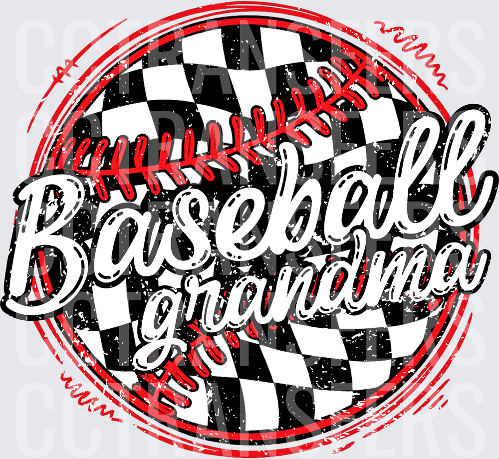 Baseball Grandma Checkered Grunge Ball (DTF)