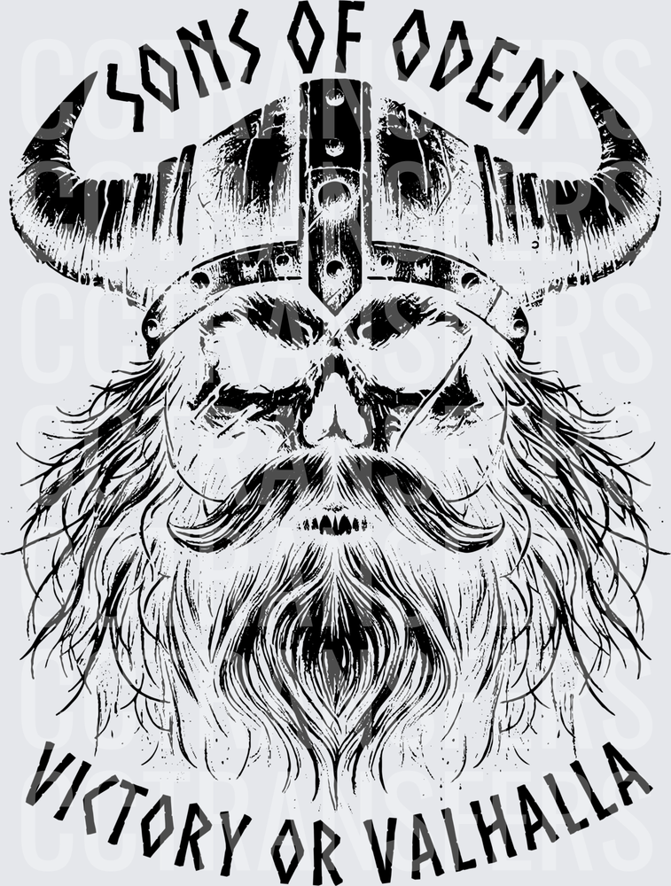 Sons of Oden Victory or Valhalla Viking Skull black (DTF)