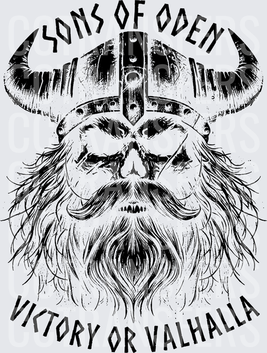 Sons of Oden Victory or Valhalla Viking Skull black (DTF)
