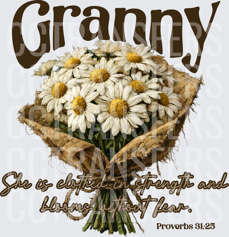 Granny Daisy Bouquet She is Clothed in Strength Proverbs 31:25 (DTF)