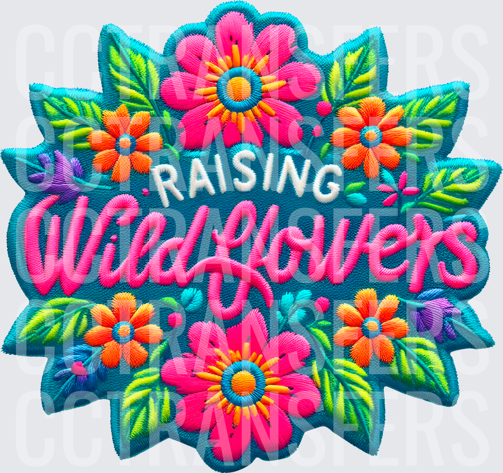 Raising Wildflowers Embroidered Floral Patch Design (DTF)