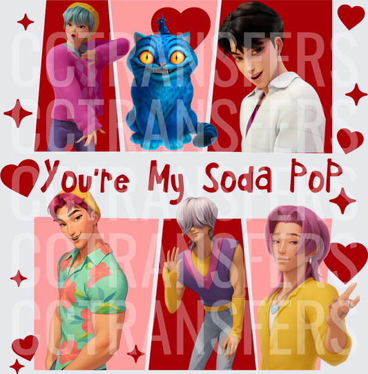 You're My Soda Pop Animated Characters Valentine (DTF)