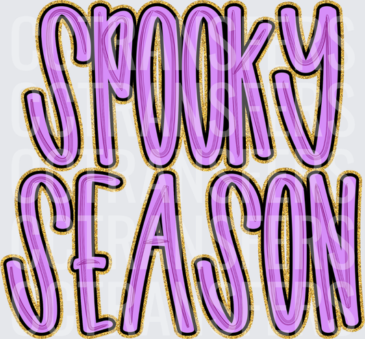 Spooky Season Purple Bold Lettering Gold Glitter (DTF)