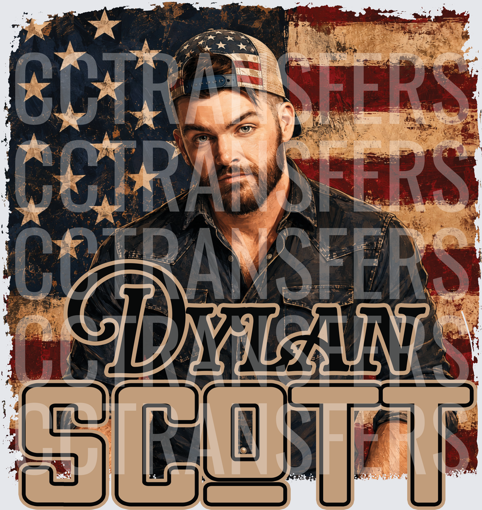 Dylan Scott Distressed American Flag Portrait (DTF)