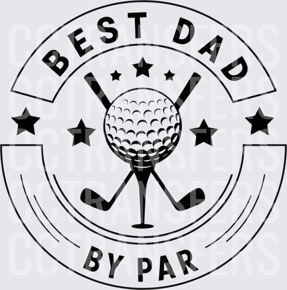 Best Dad By Par Golf Ball Crossed Clubs Badge (DTF)