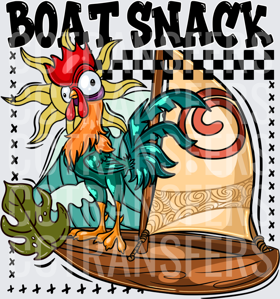 Boat Snack Rooster on Tropical Sailboat (DTF)