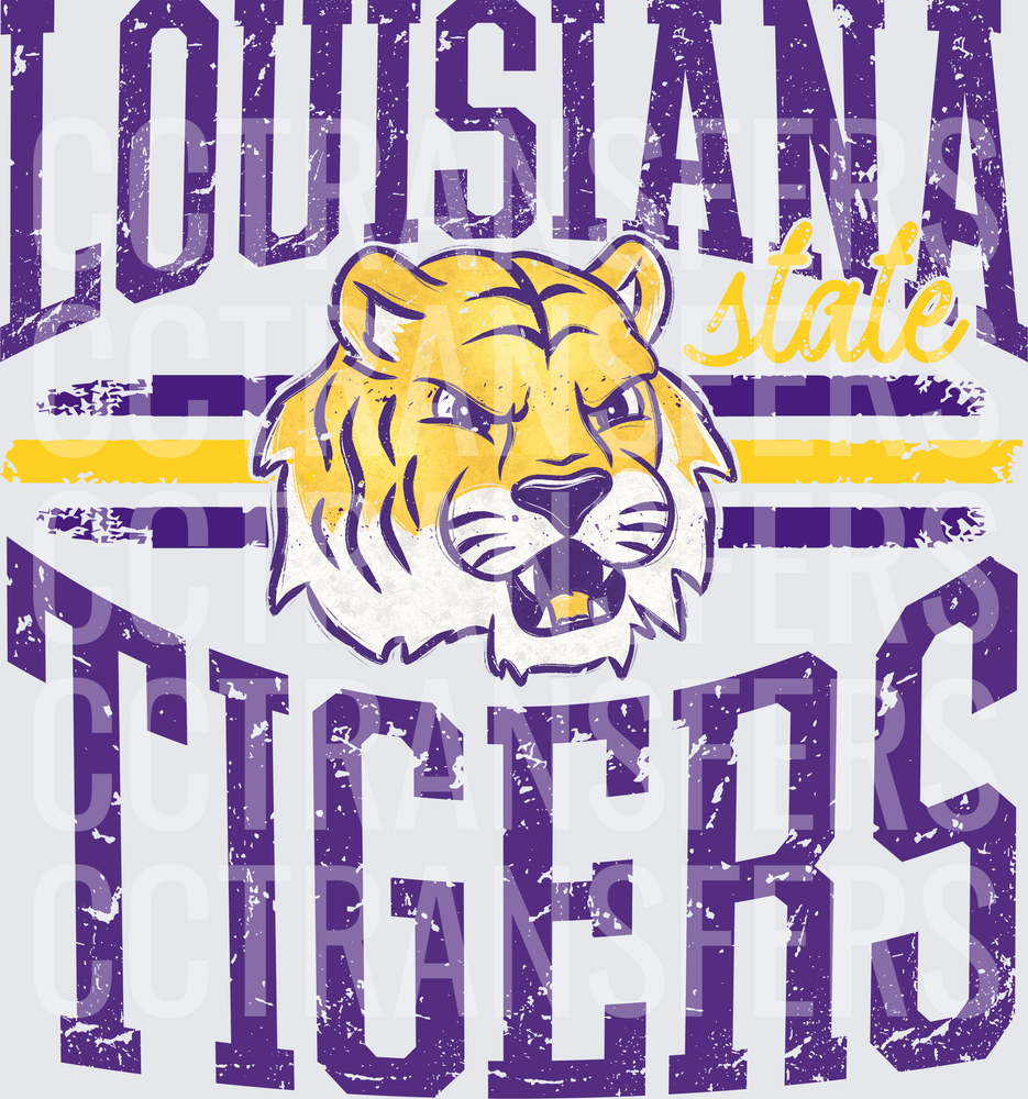 Louisiana State Tigers Vintage Grunge Tiger Mascot (DTF)