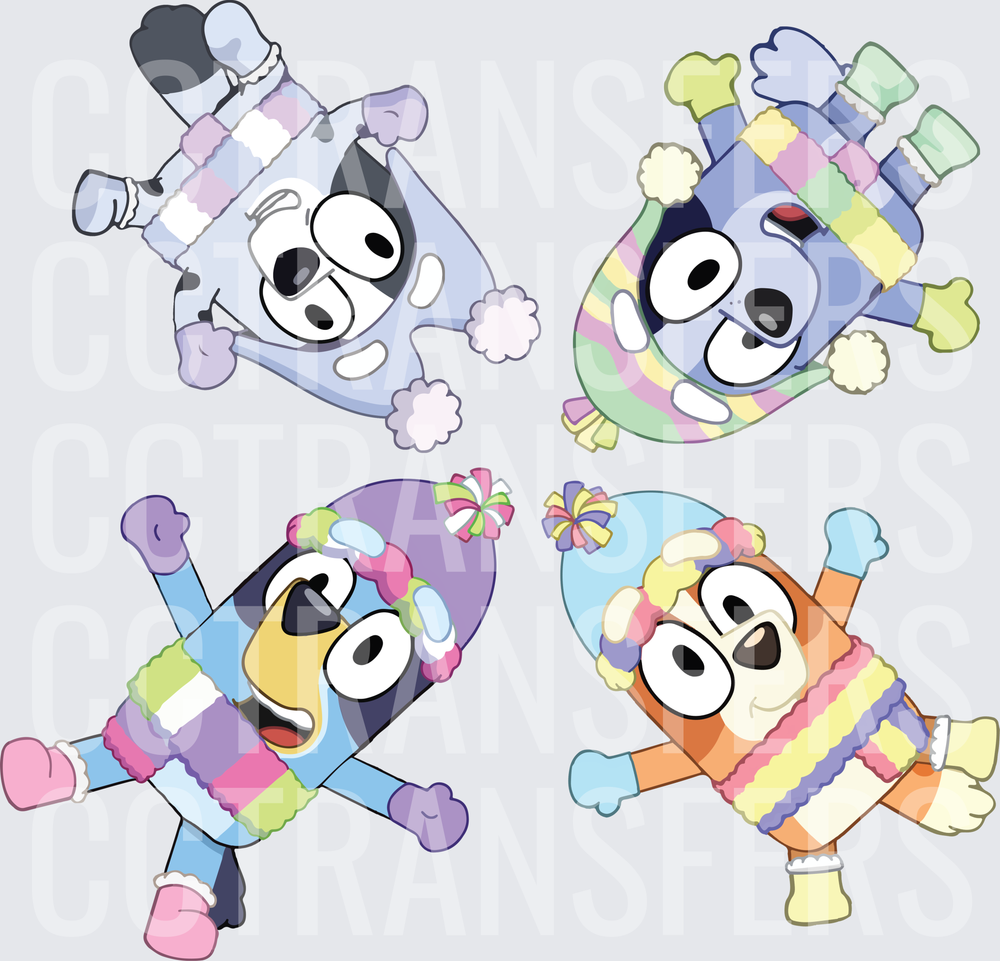 Cartoon Puppy Family Winter Hats Cozy Bundle (DTF)