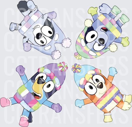 Cartoon Puppy Family Winter Hats Cozy Bundle (DTF)