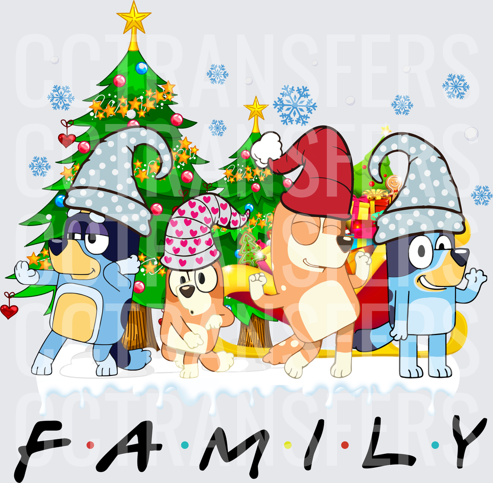 Cartoon Dog Family Christmas F.A.M.I.L.Y Friends Style (DTF)