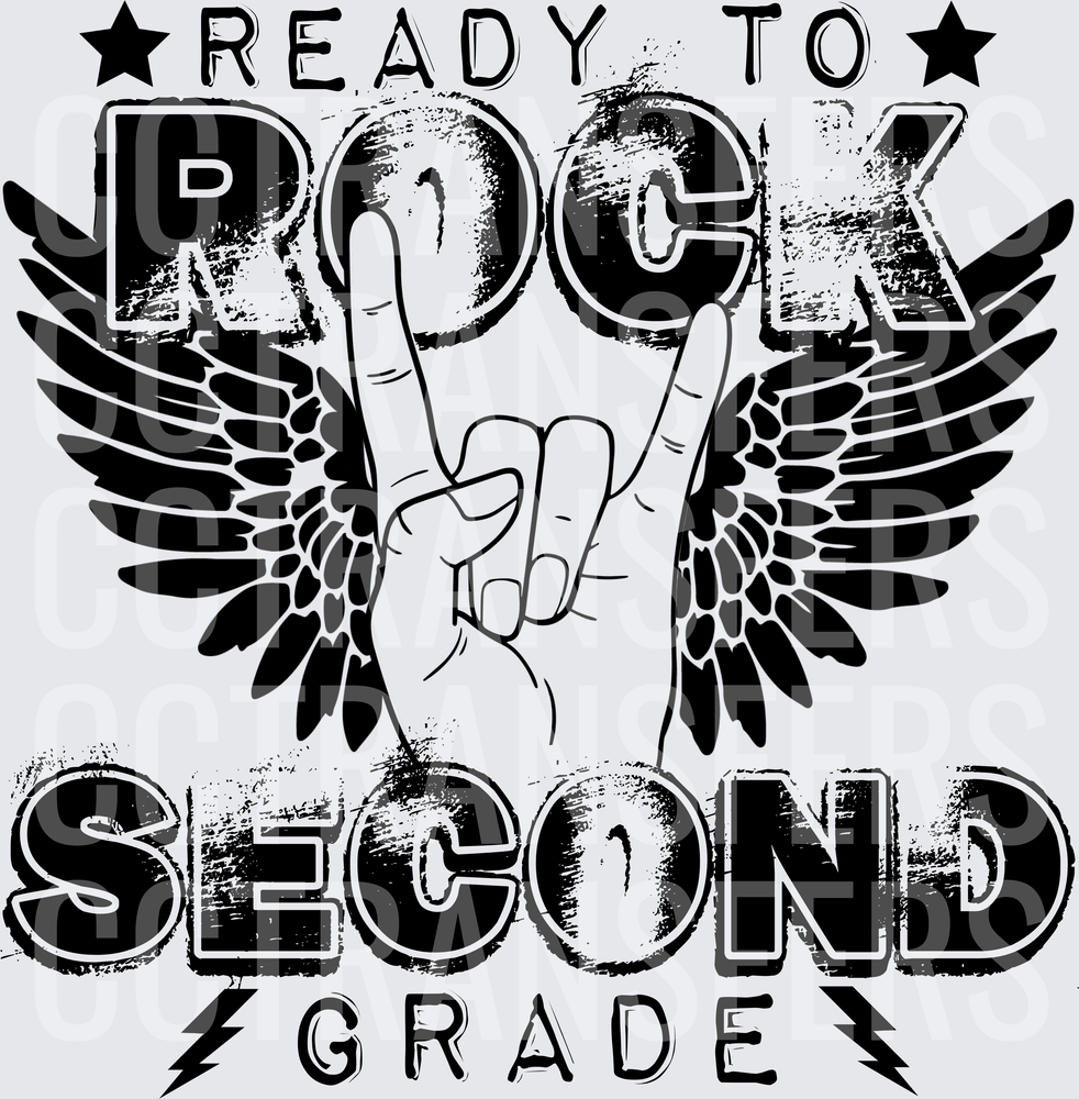 Ready To Rock Second Grade Rock Hand Wings Stars (DTF)