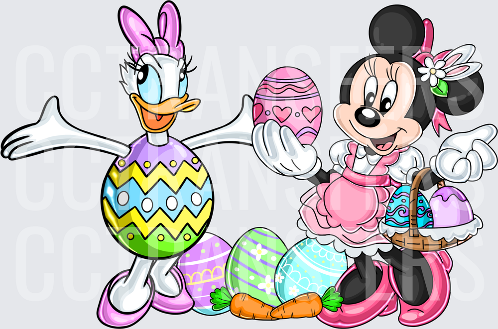 Cartoon Duck & Mouse Easter Eggs Spring Bunny Basket (DTF)