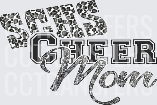 SCHS Cheer Mom Leopard Glitter Varsity Letters (DTF)