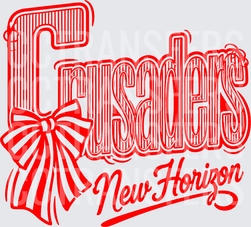 Crusaders New Horizon Red Stripe Bow Lettering (DTF)