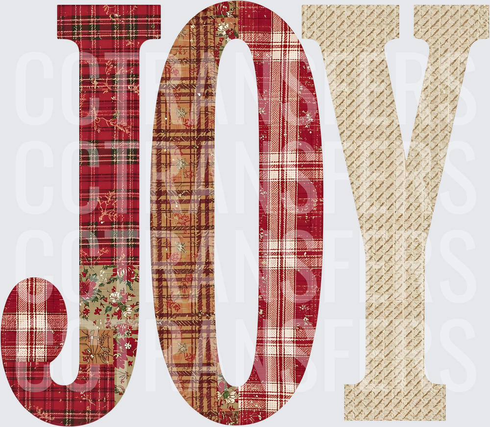 JOY Patchwork Plaid Holiday Letters (DTF)