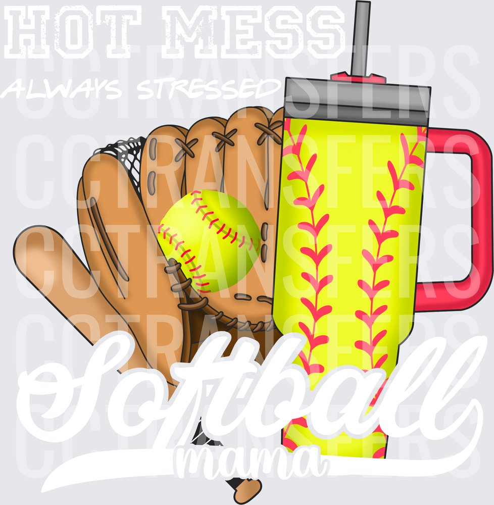 Softball Glove Bat & Yellow Tumbler Cup Bundle (DTF)