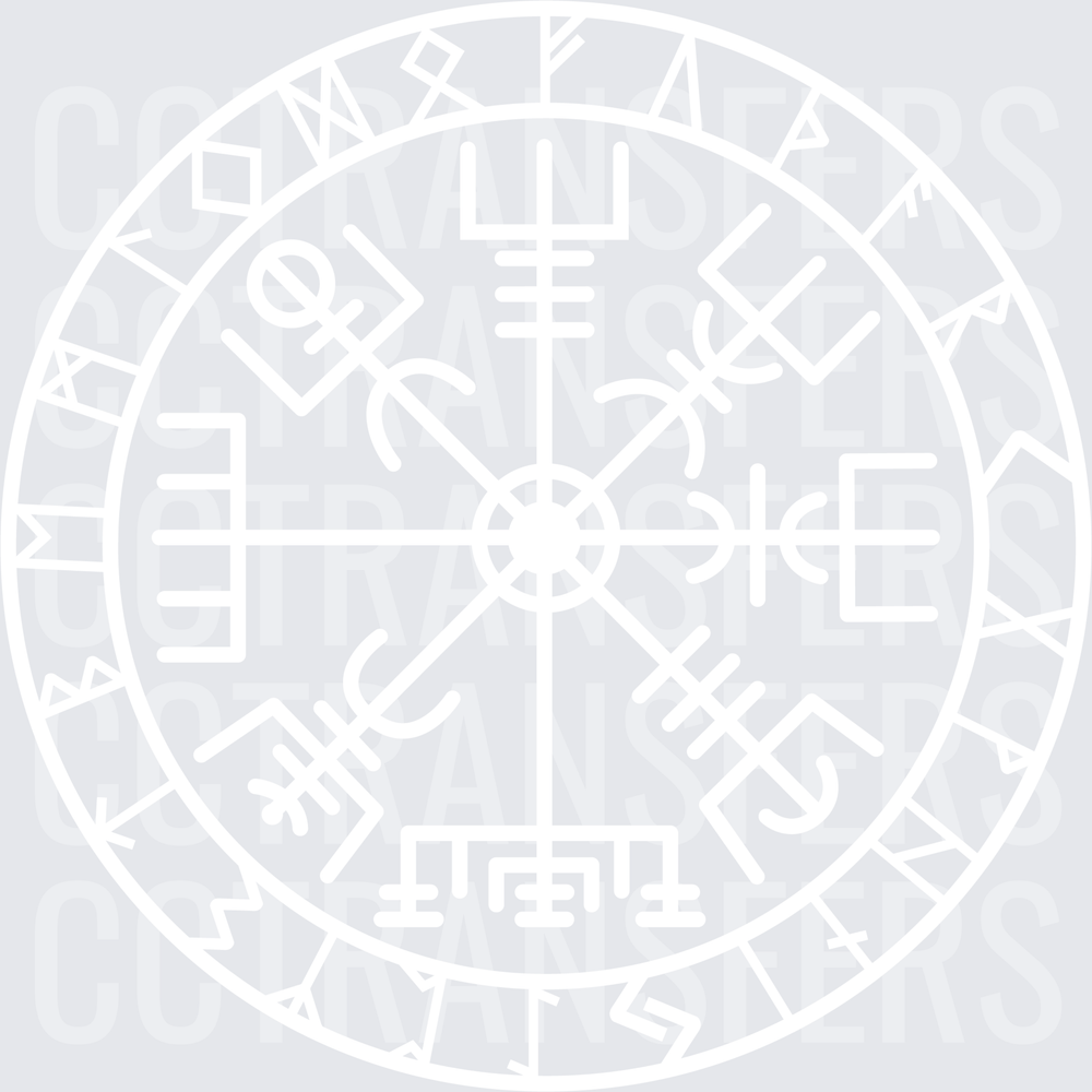 Viking Vegvisir Compass Runic Circle Symbol white(DTF)