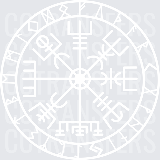 Viking Vegvisir Compass Runic Circle Symbol white(DTF)