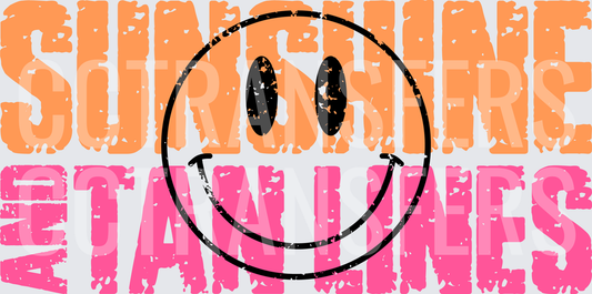 Sunshine And Tan Lines Smiley Face Distressed (DTF)