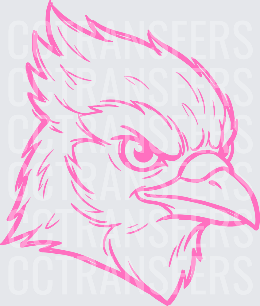 Pink Fierce Rooster Head Mascot Logo (DTF)