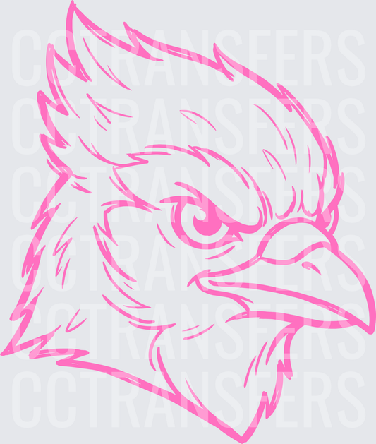 Pink Fierce Rooster Head Mascot Logo (DTF)