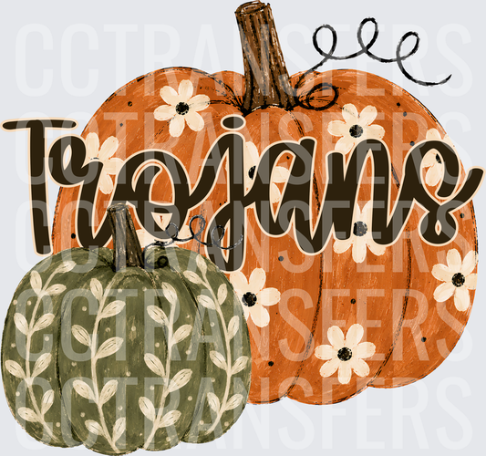 Trojans Fall Floral Pumpkin Duo (DTF)
