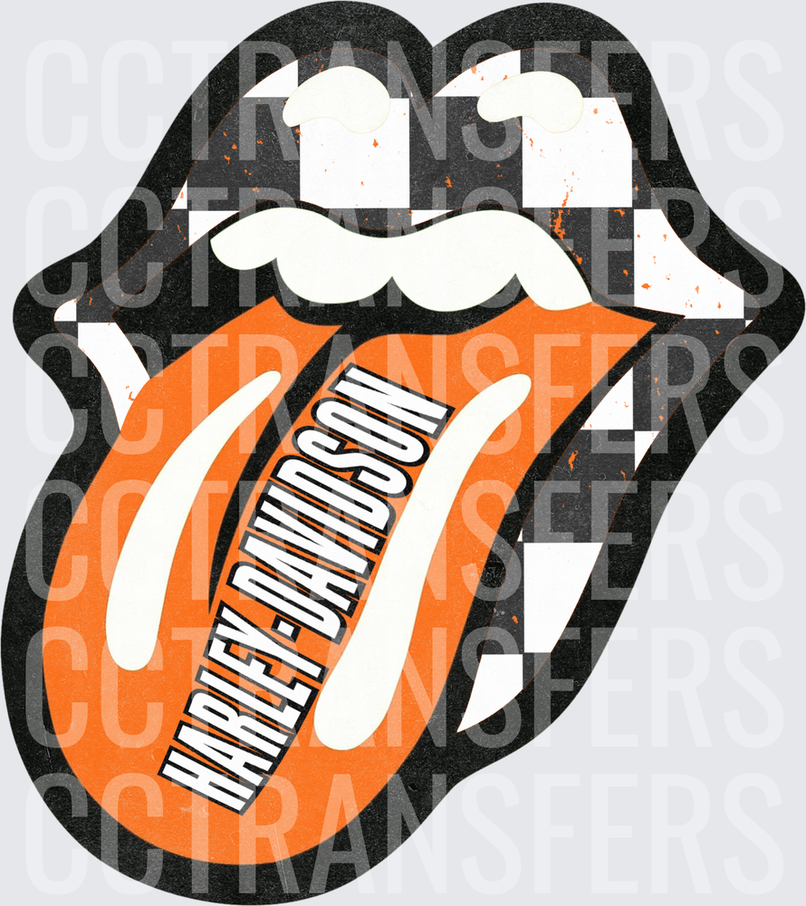 Harley-Davidson Rock Lips Tongue Checkered Vintage (DTF)