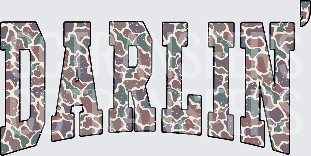 Darlin' Bold Varsity Camo Print Lettering (DTF)