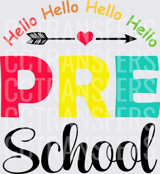 Hello Hello Preschool Colorful Arrow Heart Design (DTF)