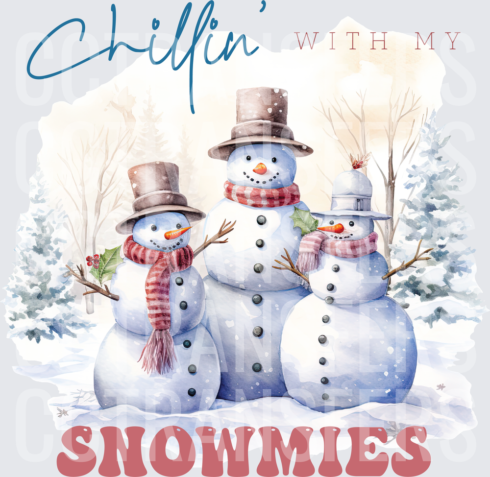 Chillin With My Snowmies Watercolor Snowman Trio (DTF)