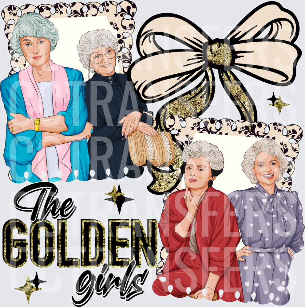 The Golden Girls Coquette Bow Glitter Group Portrait (DTF)