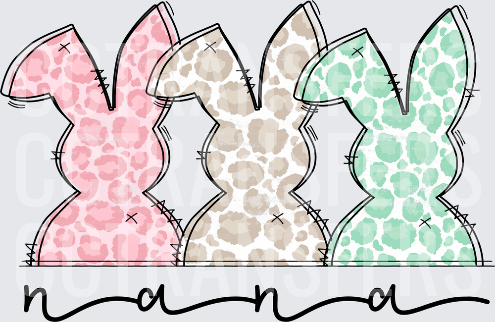 Nana Leopard Print Easter Bunnies Trio (DTF)