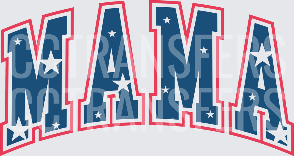 Patriotic Arched MAMA Varsity Letters with Stars (DTF)